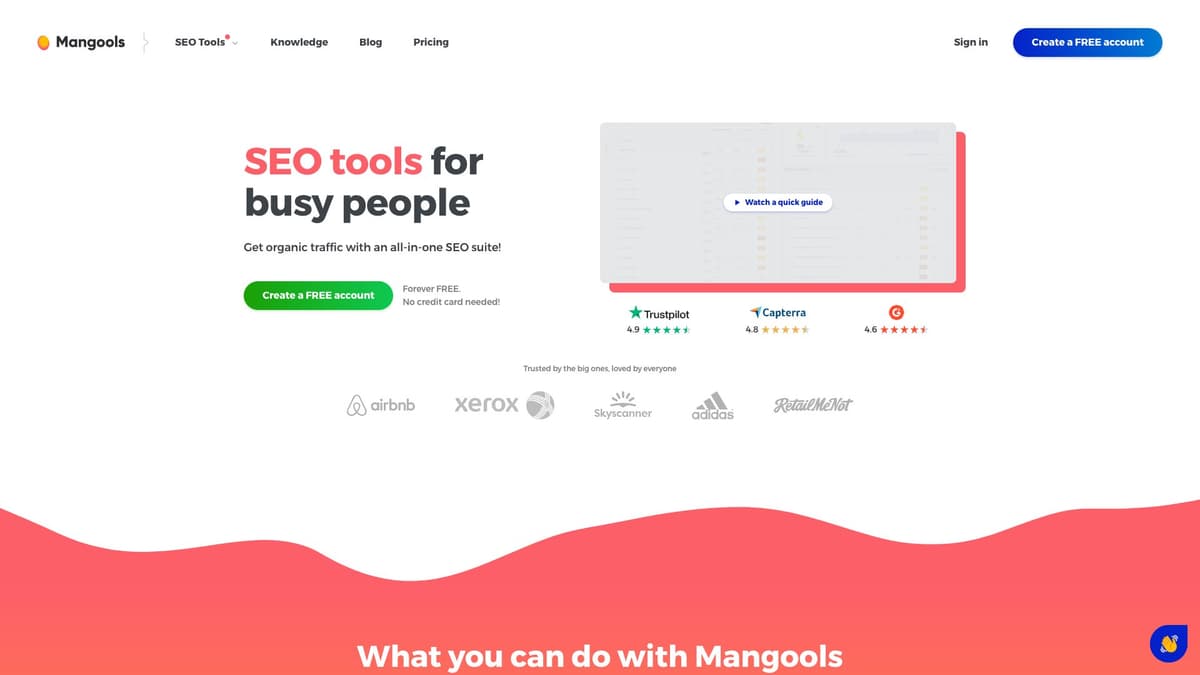 Mangools interface