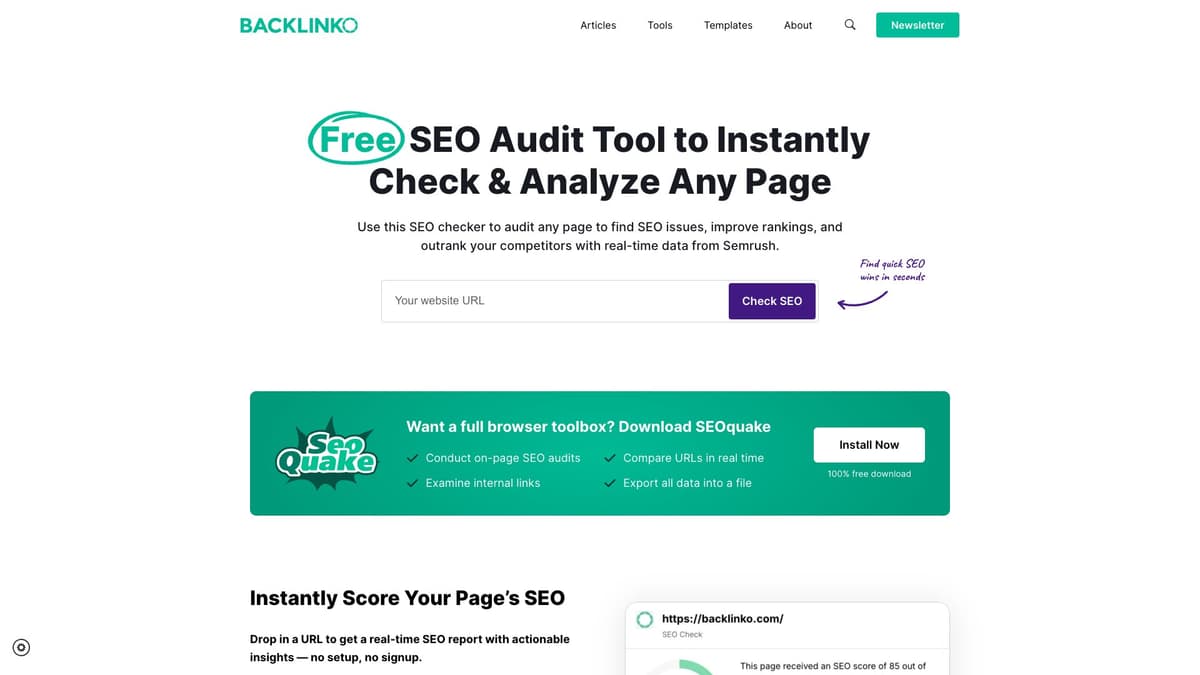 SEOquake interface